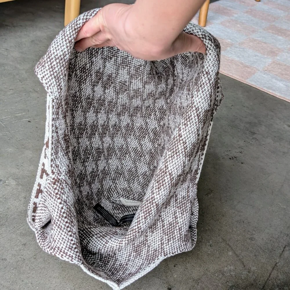 Anthropologie Printed Knit Tote Bag Brown Knit Houndstooth